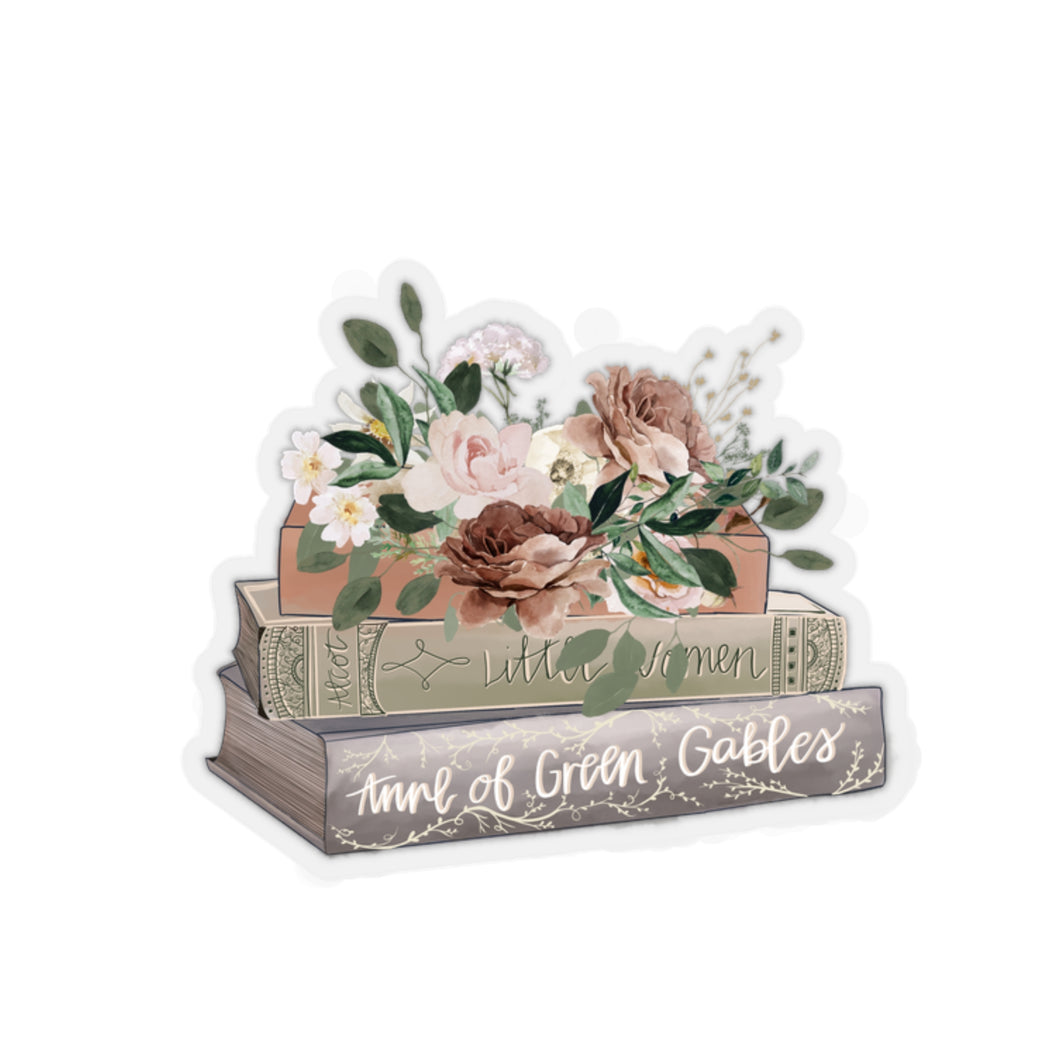 Flowers On Top Of Books | Kiss-Cut Stickers