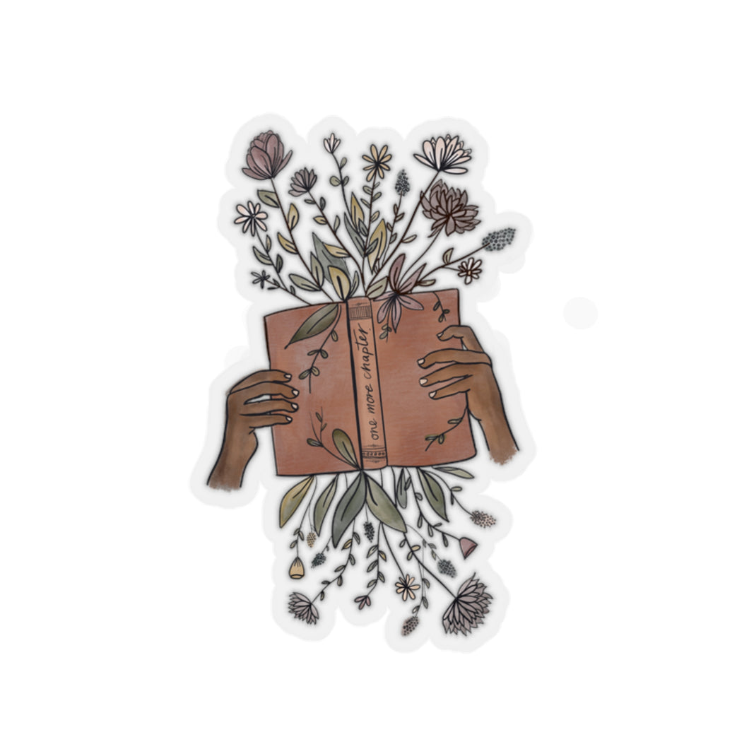 One More Chapter Floral Book Hands Sticker