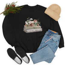 Load image into Gallery viewer, Flowers on top of books | Crewneck Sweatshirt
