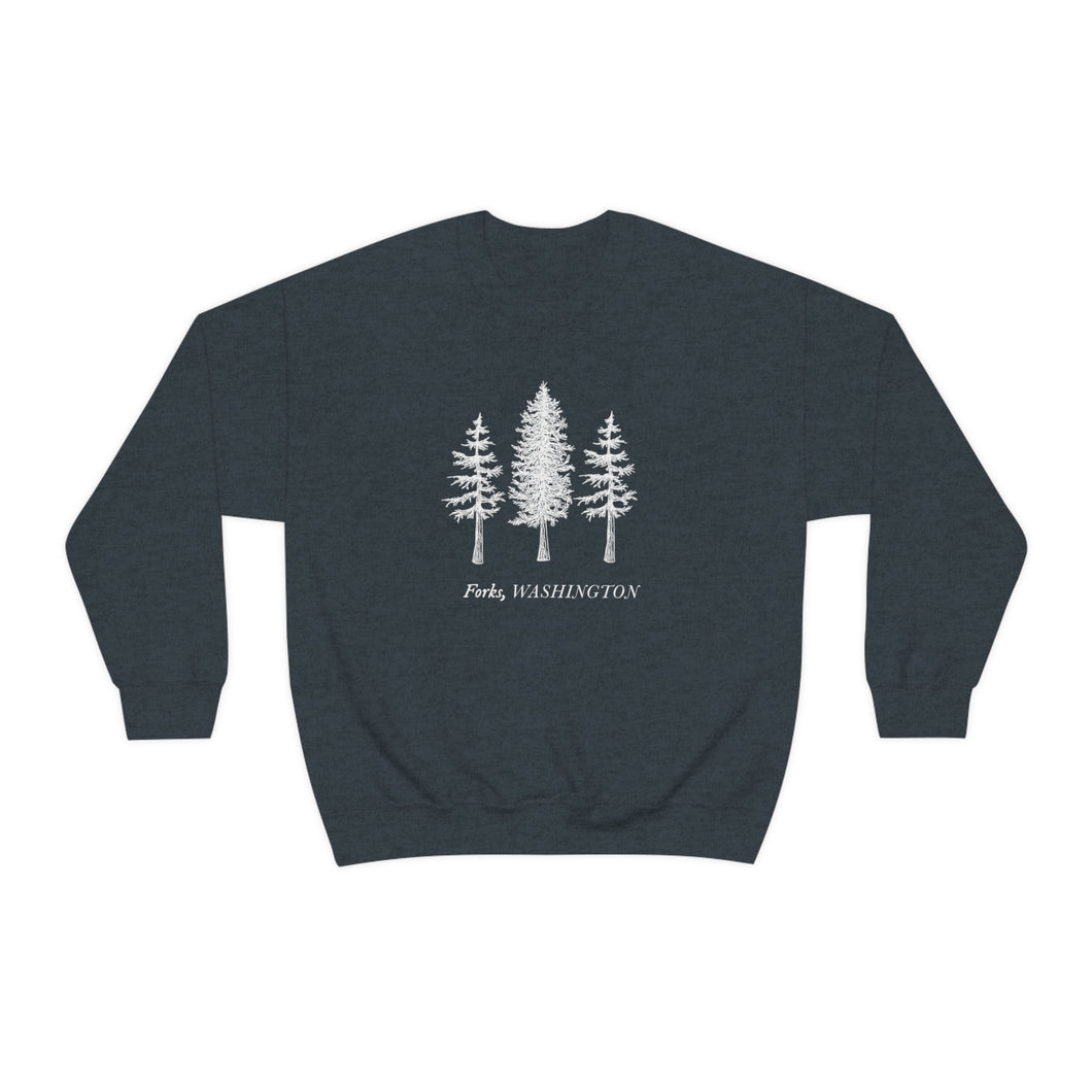 Forks Washington with Trees | Crewneck Sweatshirt