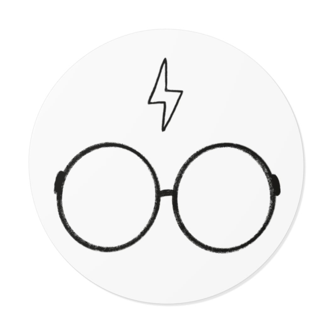 Harry Potter Glasses and Lightning Bolt Round Vinyl Stickers