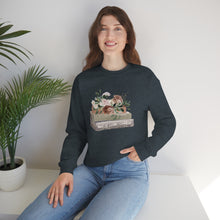 Load image into Gallery viewer, Flowers on top of books | Crewneck Sweatshirt
