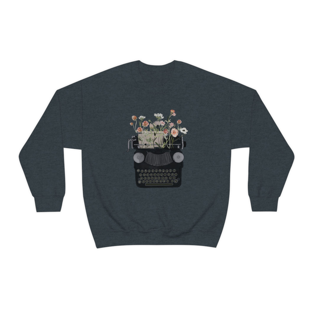 Floral Typewriter | Crewneck Sweatshirt